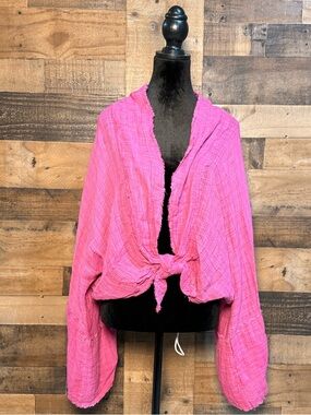 Free People ONE Women's Pink Cover Wide Arms Shirt Top Blouse XS/S Small TEP 119